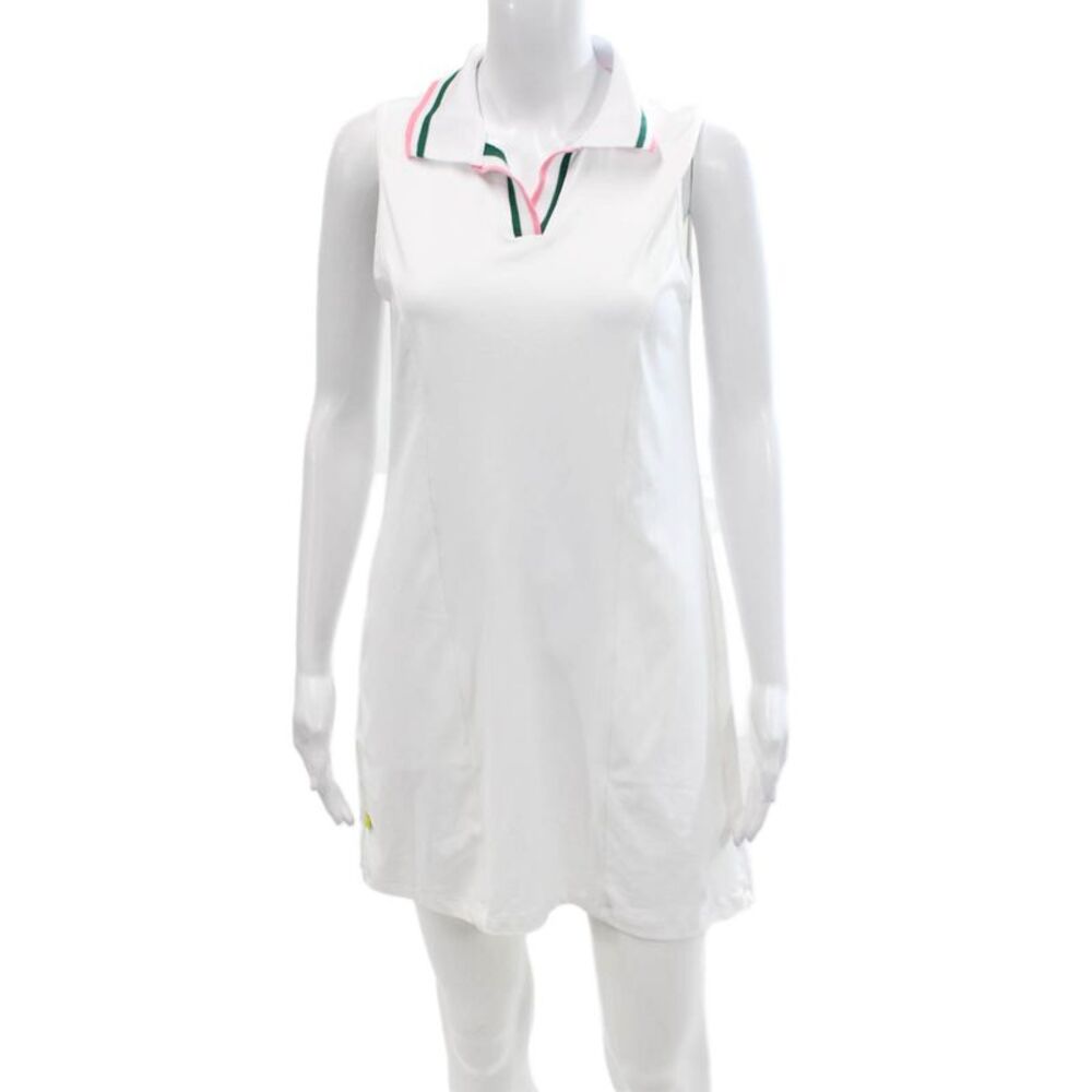 Designer Womens White Shift Shirt Dress Sleeveless Size M